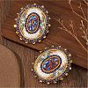 Bohemian Handmade Glass Seed Beads Oval Stud Earrings TF1535-2