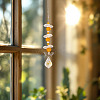 3Pcs Leaf Glass Hanging Suncatchers HJEW-TADJ0015-6