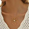 Elegant Stainless Steel & Imitation Pearl Hollow Flower Pendant Necklaces for Women TN2016-1-2