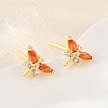 Brass Micro Pave Cubic Zirconia Stud Earrings for Women KK-A305-08G-03-2