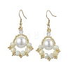 Paw Print Imitation Pearl & Glass Seed Beads Dangle Earrings EJEW-MZ00386-4