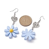 Resin Flower & Alloy Heart Dangle Earrings with 304 Stainless Steel Pins EJEW-JE05406-3