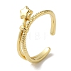 Star Rack Plating Brass Open Cuff Ring for Women RJEW-L123-105G-1