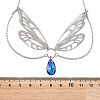 304 Stainless Steel & Blue Glass Pendant Necklaces NJEW-TA00253-4