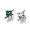 Brass Pave Cubic Zirconia Flower Links Connector Charms KK-K427-04P-2
