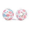 Printed Wood European Beads WOOD-G029-06C-2