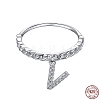 Rhodium Plated 925 Sterling Silver Micro Pave Clear Cubic Zirconia Finger Ring for Women RJEW-F150-16B-17P-2