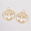 Brass Filigree Pendants KK-D522-09G-1