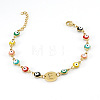 Colorful 304 Stainless Steel & Evil Eye Enamel Flat Round Link Bracelets FS-WGB13F5-05-1