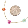 Brass & Glass Colorful Flower Link Chain Necklaces for Women NJEW-JN05454-3