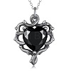 Alloy Jet Rhinestone Gothic Heart Pendant Necklaces FS-WG22DFD-01-1