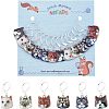 12Pcs 6 Style Zinc Alloy Enamel Cat Charm Locking Stitch Markers HJEW-PH01530-1