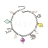 Porcelain Beads & Natural Cultured Freshwater Pearl Anklets SA-AJEW-AN00843-01-4