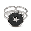 304 Stainless Steel Enamel Open Cuff Rings for Women RJEW-F166-44P-01-2