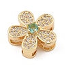 Brass Micro Pave Cubic Zirconia Slide Charms ZIRC-I068-19G-3