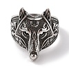 Viking 304 Stainless Steel Wolf Head Wide Finger Rings for Mens RJEW-U005-16B-AS-2