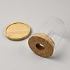 Column Glass Hydroponics Plant Bottle with Bamboo Base and Wooden Stopper AJEW-JOY0011-02B-1