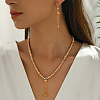 Vintage Brass Round Beaded Tassel Necklace & Earrings for Women KV0699-4