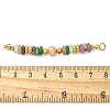 Natural Mixed Gemstone & Plastic Imitation Pearl Disc Beaded Connector Charms/Links STAS-L277-11G-03-3