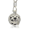 Silver Color Plated Brass Hollow Round Cage Pendants KK-J216-11S-2
