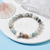 Natural Flower Amazonite & Synthetic Turquoise Dolphin Beaded Stretch Bracelets BJEW-JB09830-03-2