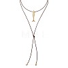 Ocean 304 Stainless Steel Fish Pendant Leather Cord Lariat Necklaces for Women WG28216-01-5