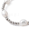 4Pcs 4 Style Natural Pearl & Brass Beaded Stretch Bracelets Set for Women BJEW-JB09662-02-5