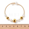 Handmade Porcelain & Natural Cultured Freshwater Pearl & Non-magnetic Synthetic Hematite Beaded Cuff Bangles for Women BJEW-JB14022-02-4