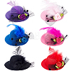 Gorgecraft 6Pcs 6 Colors Hat Flannelette & Felt & Lace Hair Accessories OHAR-GF0001-11-1