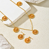 Brass Flower Pendant Necklace & Stud Earrings Set for Women BA0764-1