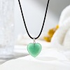 Natural Green Aventurine Heart Pendant Black Cord Necklaces NI9317-4-1