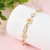 Brass Enamel Flower Link Chain Bracelets for Women BJEW-JB14167-01-2