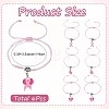 6Pcs 3 Styles Adjustable Alloy Enamel Pink Ribbon Charm Nylon Braided Bracelet Sets BJEW-YW00019-2