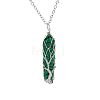 Synthetic Malachite Double Terminal Pointed Faceted Bullet Copper Wire Wrapped Tree of Life Pendant Alloy Chain Necklaces FS-WG07FDC-10-1