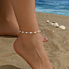 Round Plastic Pearl & Alloy Handmad Link Chain Anklets WG57D89-08-1