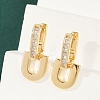 Brass Clear Cubic Zirconia U-Shaped Hoop Earrings EJEW-Q016-20G-5