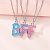 3Pcs 3 Colors Zinc Alloy Enamel Magnetic BFF Pendant Necklaces for Friend FS-WG36493-01-3