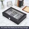 12 Grids Rectangle PU Leather Dustproof Pen Presentation Boxes with Visible Window Lid and Velvet Inside CON-WH0089-251-4