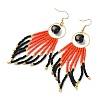 Halloween Glass Seed Tassel Earring for Women EJEW-MZ00798-5