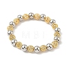 Brass Round Beaded Stretch Bracelets for Women BJEW-B148-04B-GP-4