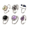 36Pcs Natural & Synthetic Mixed Gemstone Open Cuff Ring Set RJEW-M166-01P-3