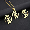 304 Stainless Steel Adinkra Africa Symbol Pendant Necklaces & Stud Earrings Sets FS-WG6B5B7-01-1