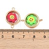 CCB Plastic Frame with Polymer Clay Smiling Face Flower Beads Flat Round Links Connector Charms KK-D103-10B-G-3