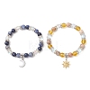 2Pcs 2 Styles 304 Stainless Steel & Brass Celestial Sun & Moon Couple Bracelet Set BJEW-TA00718-2