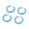 Two Tone 304 Stainless Steel Chunky Huggie Hoop Earrings with Enamel for Women EJEW-C043-11-07P-1