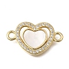 Brass Cubic Zirconia & Natural Shell Connector Charms KK-G602-08G-1