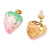 Strawberry Enamel Stud Earrings EJEW-Z065-14G-3