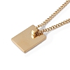 Titanium Steel Initial Letter Rectangle Pendant Necklace for Men Women NJEW-E090-01G-26-3