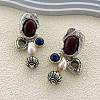 Elephant Alloy Plastic Dangle Stud Earrings EJEW-Q035-01AS-2