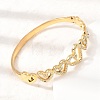 304 Stainless Steel Crystal Rhinestone Hollow Heart Hinged Cuff Bangles for Women SA-CBAF851-10G-2